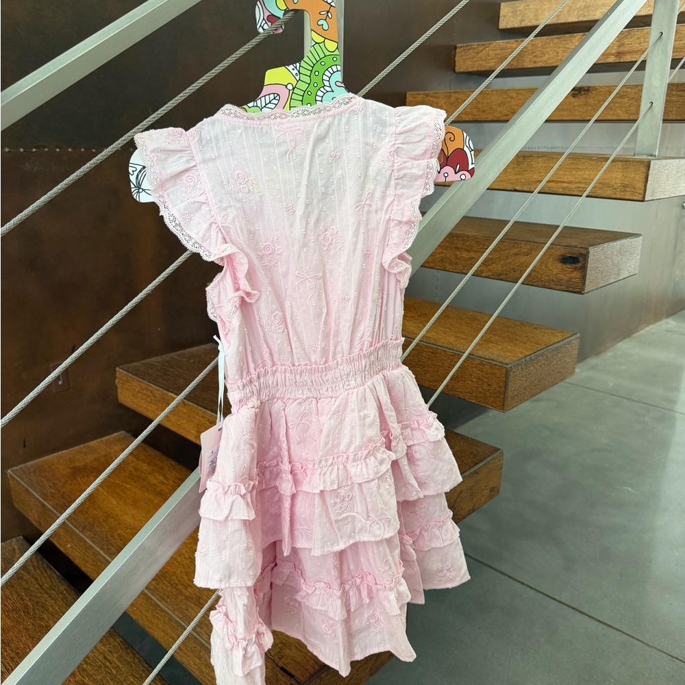 LoveShackFancy Pink Eyelet Smocked Romper - Picture 2 of 3